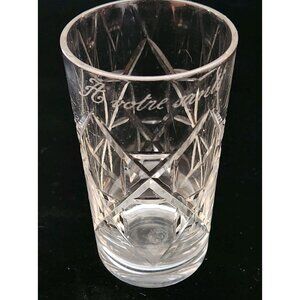Baccarat Crystal Flat Tumbler Etched A votre sante To Your Health Glass France